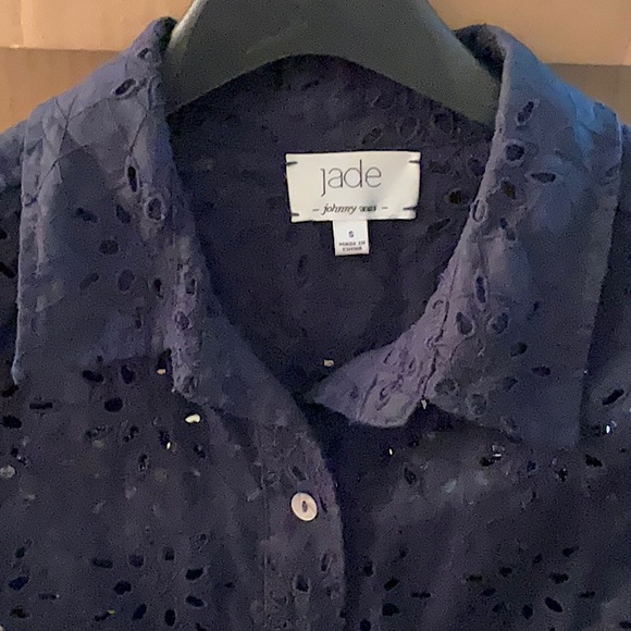jade Johnny Was Jackets & Blazers - Black linen eyelet Jade Johnny Was jacket in like-new condition